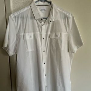 Calvin Klein white button up dress shirt size L